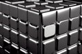 Black, box, 3D, design, silver, pattern, background, wallpaper, generative ai Royalty Free Stock Photo