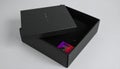 black box with hidden discount code inside . Shopping concept. Generated Image Royalty Free Stock Photo