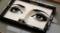 Black Box With Large Eye: Wood Veneer Mosaic Sculptural Ceramics