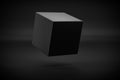 Black box levitation on black background 3d rendering