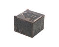 Black box made of wood with a new year print on a white background