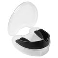 Black boxing mouthguard, in a plastic container, protection of teeth and lips