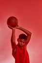 Black boy basketball player throw basketball ball Royalty Free Stock Photo