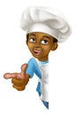 Black Boy Cartoon Child Chef Kid Sign Pointing Royalty Free Stock Photo