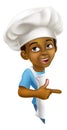 Black Boy Cartoon Child Chef Kid Sign Pointing Royalty Free Stock Photo