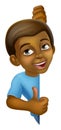 Black Boy Cartoon Child Kid Thumbs Up Sign Royalty Free Stock Photo