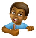 Black Boy Cartoon Child Kid Thumbs Up Sign Royalty Free Stock Photo