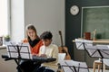 Black Boy Having Music Class Royalty Free Stock Photo