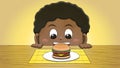 Black Boy Looking at Hamburger