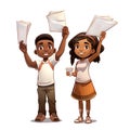 Black boy and white girl hold a template 8 Royalty Free Stock Photo