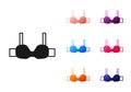 Black Bra icon isolated on white background. Lingerie symbol. Set icons colorful. Vector Royalty Free Stock Photo
