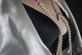 Black bra with pearls Royalty Free Stock Photo