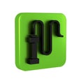 Black Braided leather whip icon isolated on transparent background. Green square button.