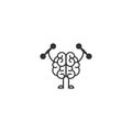 Black brain with dumbbells icon. Intellect, phsychology, knowledge simple pictogram isolated on white