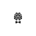 Black brain with gentleman bow icon. Intellect, phsychology