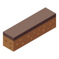 Black bread crouton icon isometric vector. Nutrition grain