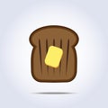 Black bread toast icon with butter
