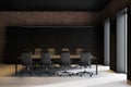 Black and brick conference room interior