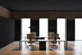 Black and brick open space office interior Royalty Free Stock Photo
