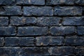 Black brick wall background, texture of old black painted bricks pattern for interior design or wallpaper decoration in dark Royalty Free Stock Photo