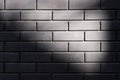 Black brick wall with sunbeam texture background. Beautiful new dark bricks with natural vignette Royalty Free Stock Photo