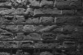 Black brick wall texture background. Pattern of weathered old cracked brickwall Royalty Free Stock Photo