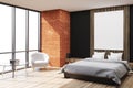 Black, brick and wooden bedroom corner, poster Royalty Free Stock Photo