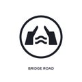 black bridge road isolated vector icon. simple element illustration from traffic signs concept vector icons. bridge road editable Royalty Free Stock Photo