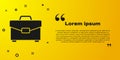 Black Briefcase icon isolated on yellow background. Business case sign. Business portfolio. Vector Illustration Royalty Free Stock Photo