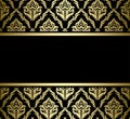 Black bright card with gold pattern - vector