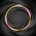 Black and bright neon circular shapes abstract background