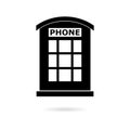 Black British Telephone Booth Isolated icon or logo