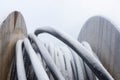 Black broadband cable in winter Royalty Free Stock Photo