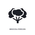 black broccoli porcion isolated vector icon. simple element illustration from gym and fitness concept vector icons. broccoli