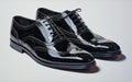 Black Brogues on a White Base -Generative Ai Royalty Free Stock Photo