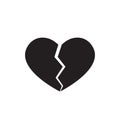 Black Broken Heart Icon. Divorce and Heartbreak Vector