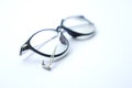 black broken old glasses isolated on white Royalty Free Stock Photo