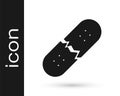 Black Broken skateboard deck icon isolated on white background. Extreme sport. Sport equipment. Vector Royalty Free Stock Photo