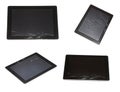Black broken tablet on white Royalty Free Stock Photo