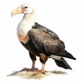 Black And White Vulture Standing On Rocks: Simple, Colorful Illustrations