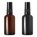 Black and brown cosmetic dropper bottle for serum