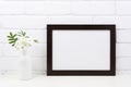 Black brown  landscape frame mockup with Tobacco flowers Royalty Free Stock Photo