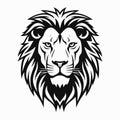 Eye-catching Lion Head Tattoo Design In Minimalist Black And White Royalty Free Stock Photo