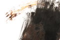 Black and brown spot isolated on white background. Realistic texture of watercolor grunge brush. Watercolor drawing close-up