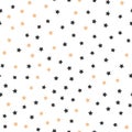 Black and brown stars on white background. Cute festive seamless pattern.