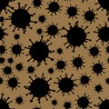 Black on Brown Virus Pattern Seamless Repeat Background