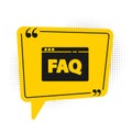 Black Browser FAQ icon isolated on white background. Internet communication protocol. Yellow speech bubble symbol