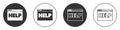 Black Browser help icon isolated on white background. Internet communication protocol. Circle button. Vector