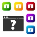 Black Browser with question mark icon isolated on white background. Internet communication protocol. Set icons in color Royalty Free Stock Photo