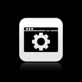 Black Browser setting icon isolated on black background. Adjusting, service, maintenance, repair, fixing. Silver square
